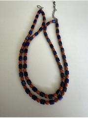 925 DTR Sterling Silver Lapis and Coral Beaded 2-Strand Necklace!