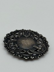 Antique Victorian Sterling Silver Faith Hope Charity Monogram Sash Ribbon Slide
