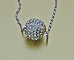 Vintage Box Chain Necklace with Disco Ball Slide Pendant