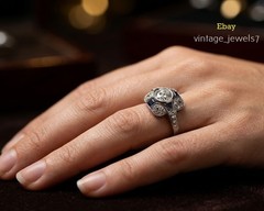 14K Gold Over 2.44CT Round Lab Created Diamond Vintage Art Deco Engagement Ring
