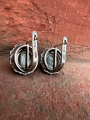 Vintage soviet earrings with Export stamp silver 925 with Nephritis USSR