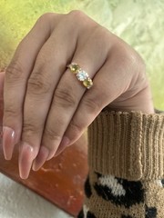 Antique natural diamond💎Canary🍋Sapphires retro RedGold masterpiece