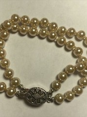 Bracelet 2 strand faux pearls Sterling Clasp Vintage Unused Mint Condition