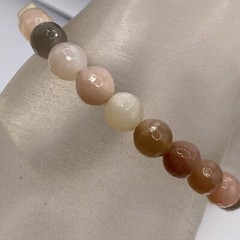 Druzy Stone Bracelet Neutral Color Faceted Gemstone Beads Stretch Chakra 6.25″