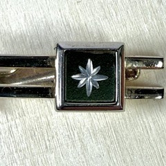 MCM Starburst Tie Clip Emmons Gold Tone Open Double Bar Silver Star Vintage