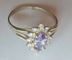Vintage ring sterling silver 925 Size 12 Weight 2.5 g. Purple gem.