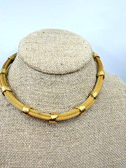 Vintage Necklace Choker Mesh Collar Goldotne 90s Statement thick 15 in