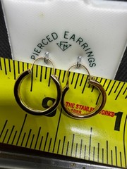 Vintage Solid 14kt Gold Earwire Gold Plated Hoop Earrings NOS