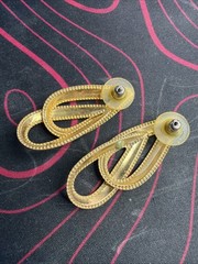 Enameled Pierced Post Earrings Drop 80’s 90’s Gold Tone