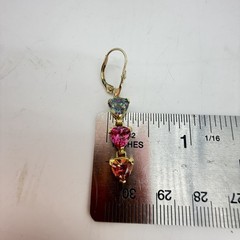 14K Yellow Gold Mystic Pink Topaz Leverback Earrings Stamped VA