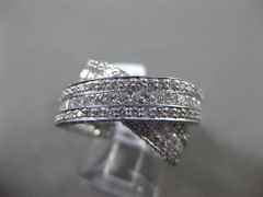 ESTATE LARGE 3.51CT DIAMOND 14KT WHITE GOLD 3D ROUND & PRINCESS CUT X LOVE RING