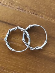 Beautiful Simple Bali Hoop earrings With Wire 0.75”Diameter,sterling silver New