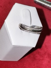 Sterling Silver and Diamond Band Size 6 3/4- Round