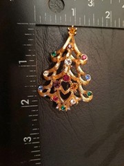 Vintage Monet Christmas Tree Brooch Pin Rhinestone Christmas tree Brooch Signed