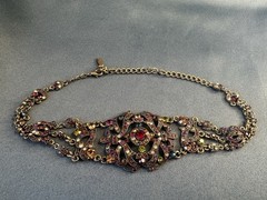 Vintage VCLM Signed Statement Necklace Victorian Revival Multi-Color Rhinestone