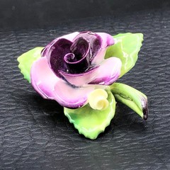 Cara China Porcelain Flower Brooch Purple Rose Staffordshire England Floral Pin