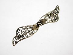 Vintage 800 Silver Filigree Bow Brooch or Pin 2.5 Inches Long 3.5 Grams Weight