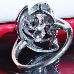 14k white gold 0.16ct diamond size 5.5 ring handmade 1920’s antique 4.0gr