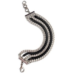 VTG Edgy 90s Stainless & Black Cable Multi Chain Everyday Statement Bracelet 9″
