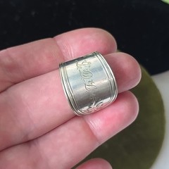 Antique Engraved Silver Plated Wrap Spoon Ring sz 8