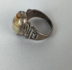 925 Sterling Silver Vintage Cabochon Agate Ring 7.25, Acid Tested
