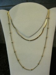 Lot 4 Necklaces Curved Links, Attached Pendant, Chains w/ Tiny Beads, 2 TRIFARI