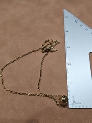 Vintage Avon Necklace Pendant Gold Tone Jewelry Ball Crystal Sliding Charm Cute