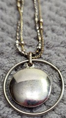 Vintage Liz Claiborne Round Silver Pendant Necklace Beaded Chain