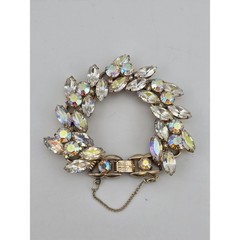 Vintage Julianna D&E DeLizza & Elster AB Rhinestone Link Bracelet Gold Tone