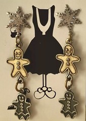 Susan Richardson vintage earrings dangle mixed metals gingerbread snowflakes