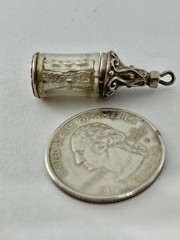 Vintage Retro Era English Love Letter in Lucite Bottle Sterling Bracelet Charm