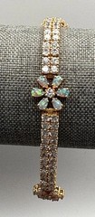 VTG Vermeil Sterling Silver 925 Opal & CZ Tennis Flower Boho Bracelet Floral 8”