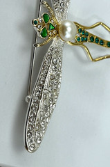 Signed MMA MKM CN Metropolitan Museum Of Art Enamel Rhinestone Dragonfly Brooch