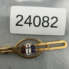 Vintage Tie Bar Gold Tone Religious Anchor Sacred Heart Cross Dad Gift