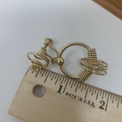 Vintage Coro Goldtone Unique Hoop Dangle Wire Orbs Spring Screw Back Earrings