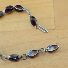 Vintage 1960s Banded Agate Sardonyx Bead Necklace Knotted 18in 28g
