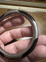Vintage Sterling Asian Export Onyx Bangle Bracelet 2.25” Internal Diameter