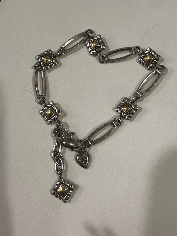 RETIRED: Vintage BRIGHTON 2 Tone Silver/gold Adjustable 7-8” Link Bracelet
