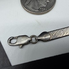 Nice Vintage Italy Sterling Silver Herringbone 5.2mm Chain 7.25″ Bracelet 6.8g