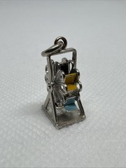 Vintage STERLING SILVER Ferris Wheel CHARM Moving Parts It Spins articulating A2