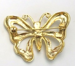 Vintage AAI Gold Tone Faux Pearl Butterfly Brooch Scatter Pin