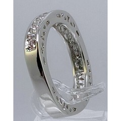 Vintage NOS Square CZ Simulated Diamond Eternity Band Ring Silver Tone Size 7