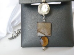Silpada Sterling Silver 925 Rustic Boho Abalone Rolo Chain Link Necklace