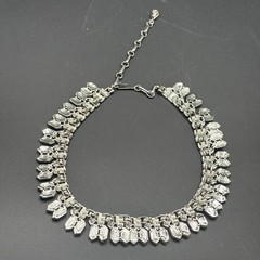 VTG Coro Geometric Cleopatra Silvertone Necklace Adjustable 14-16.5”