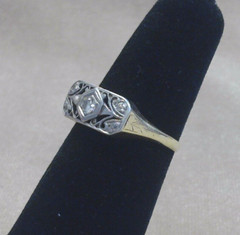 Antique 14K Yellow Gold and Platinum 5-Stone Diamond Ring Sz. 6.25 * JJ399