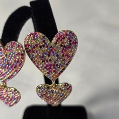 Sugarfix by Baublebar Double Heart Earrings Multicolored Rhinestone Crystals