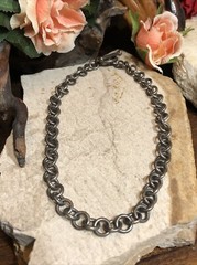 24. Vintage MEXICO 925 Sterling Silver Rolo chain link Short Necklace 14″, 45g