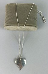 Vintage 70s Sterling Silver 925 Heart Pendant Necklace 17.75″, K53