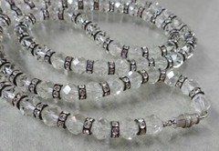 Sparkling Vintage 30 1/2″ Long Crystal Necklace w/ Channel Set Rhinestone Beads