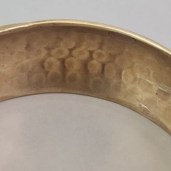 Vintage Bangle Bracelet Hammered Domed 24mm Bead Accent Gold Tone 8.25″